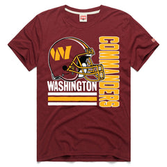 Washington Commanders Homage Helmet Stripe Tri-Blend T-Shirt Burgundy