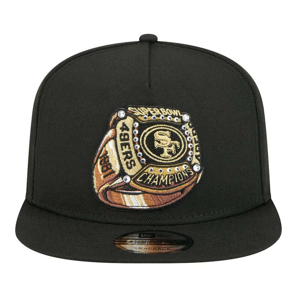 San Francisco 49ers New Era Super Bowl Ring 9FIFTY A-Frame Adjustable Hat Black