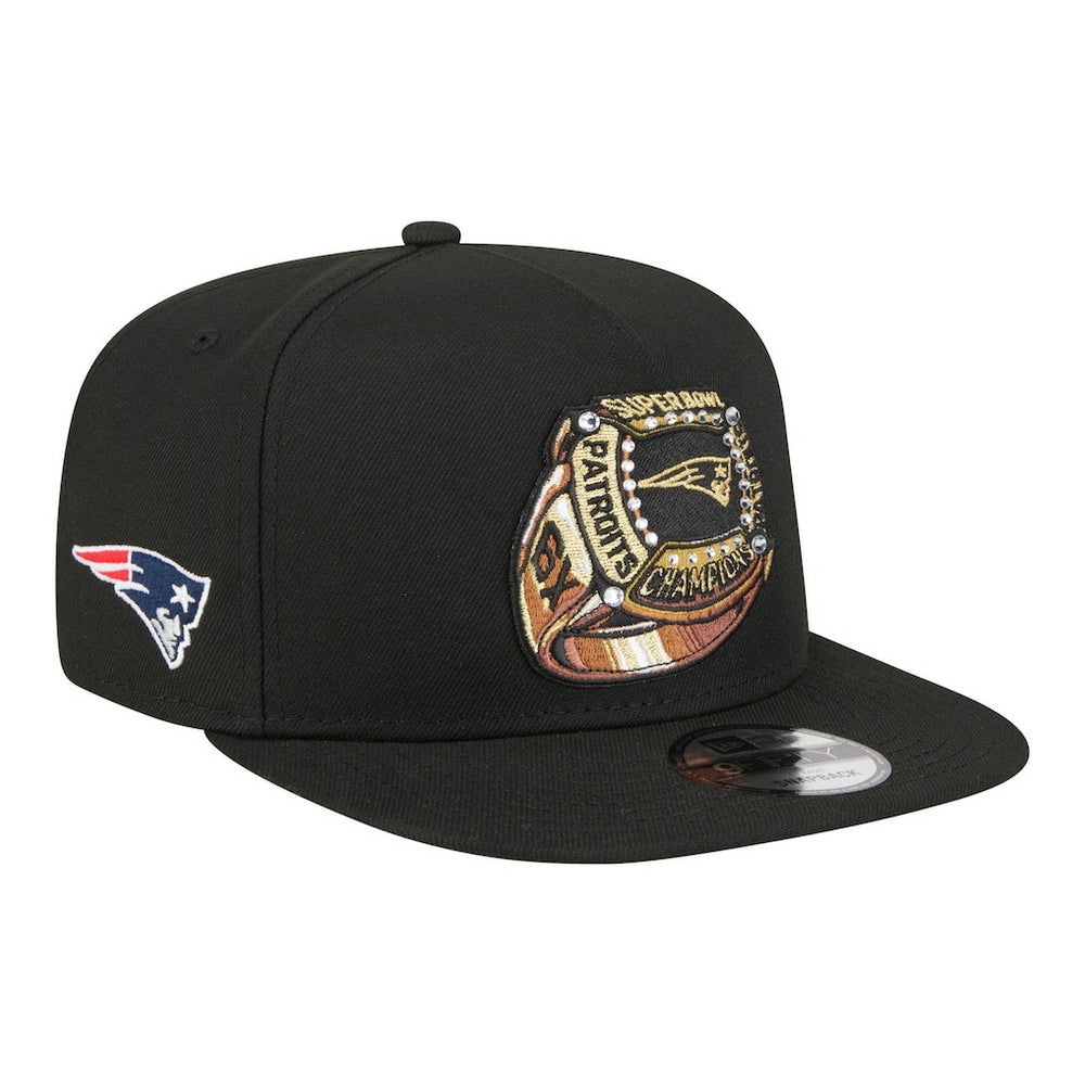 New England Patriots New Era Super Bowl Ring 9FIFTY A-Frame Adjustable Hat Black