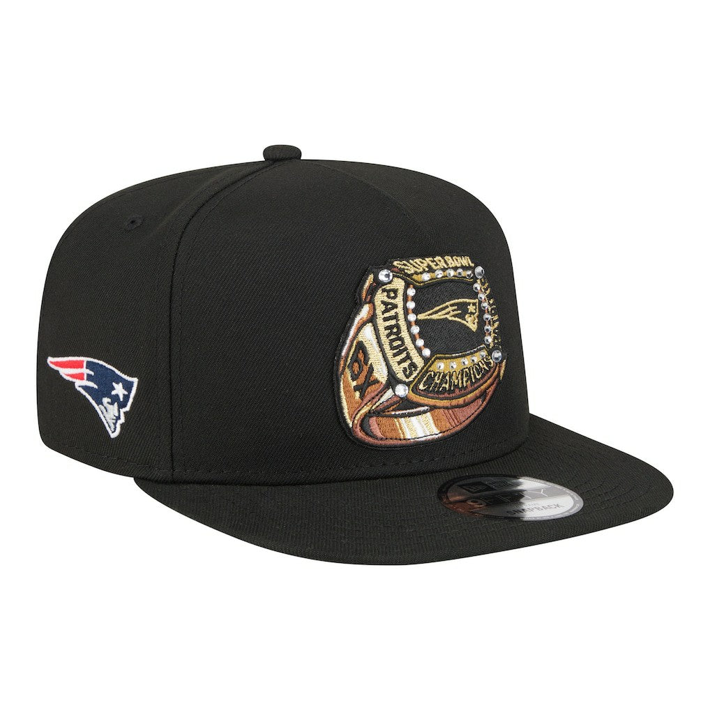 New England Patriots New Era Super Bowl Ring 9FIFTY A-Frame Adjustable Hat Black
