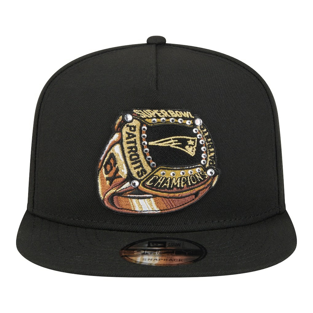 New England Patriots New Era Super Bowl Ring 9FIFTY A-Frame Adjustable Hat Black