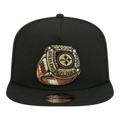 Pittsburgh Steelers New Era Super Bowl Ring 9FIFTY A-Frame Adjustable Hat Black