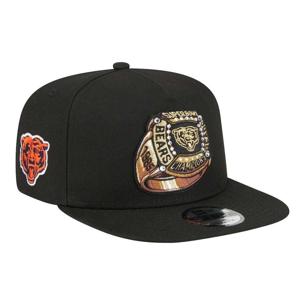 Chicago Bears New Era Super Bowl Ring 9FIFTY A-Frame Adjustable Hat Black