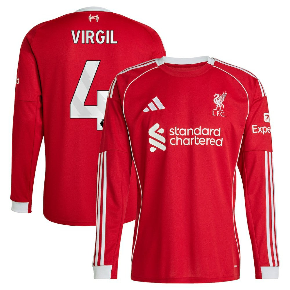 Virgil van Dijk Liverpool 2025/26 Home Replica Long Sleeve Jersey Red - Adidas
