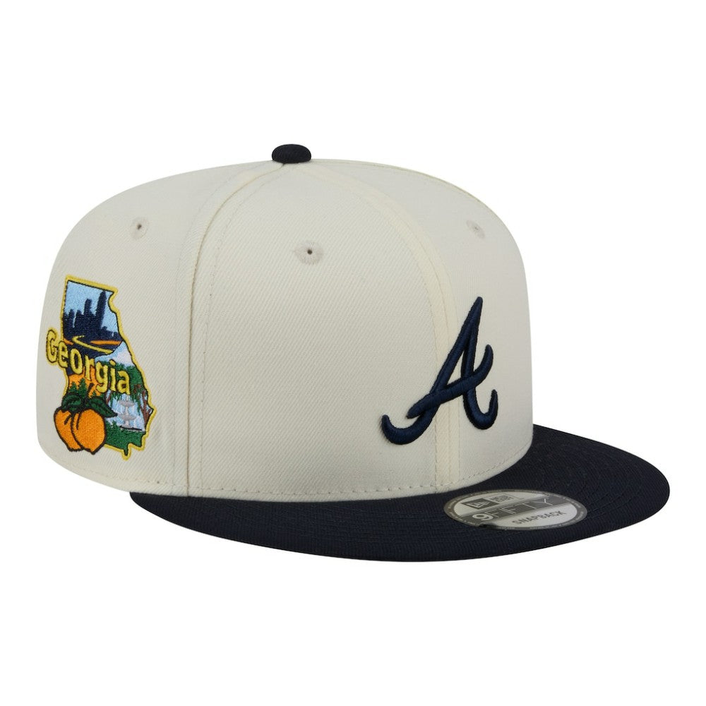 Atlanta Braves New Era Localized 9FIFTY Snapback Hat - Cream/Navy - New Era on Sale