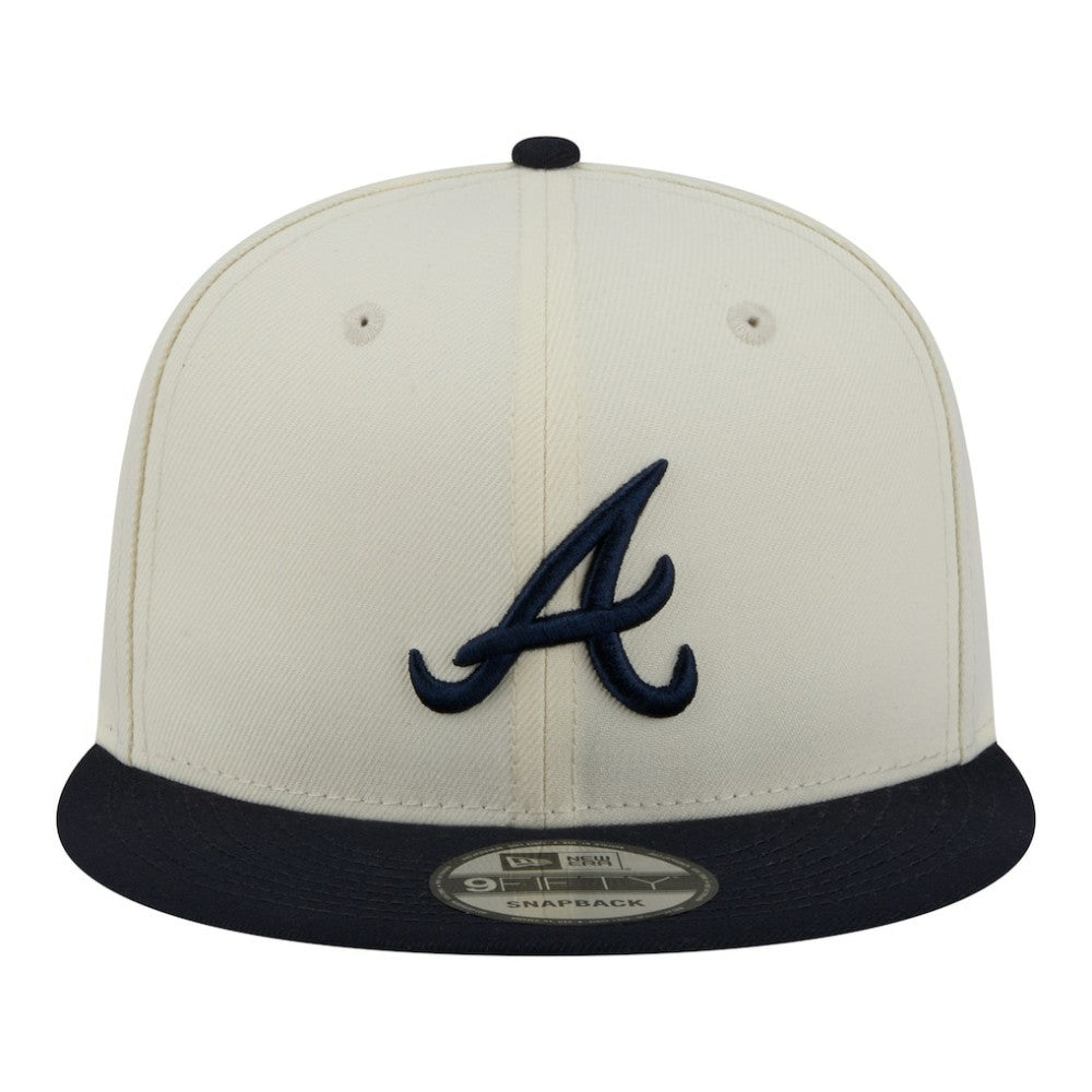 Atlanta Braves New Era Localized 9FIFTY Snapback Hat - Cream/Navy - New Era on Sale