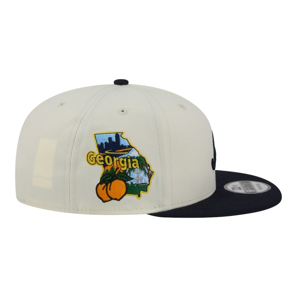 Atlanta Braves New Era Localized 9FIFTY Snapback Hat - Cream/Navy - New Era on Sale