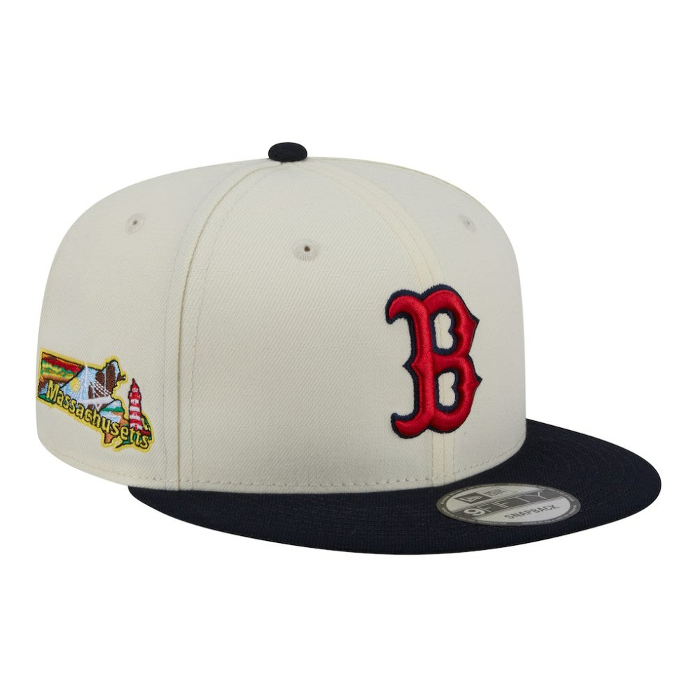 Boston Red Sox New Era Localized 9FIFTY Snapback Hat - Cream/Navy - New Era Lifestyle