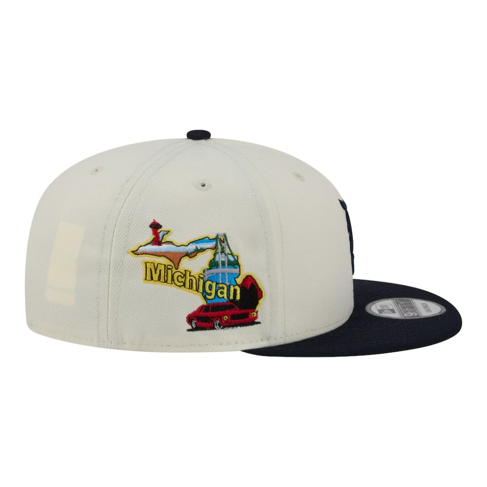 Detroit Tigers New Era Localized 9FIFTY Snapback Hat - Cream/Navy - New Era Sale