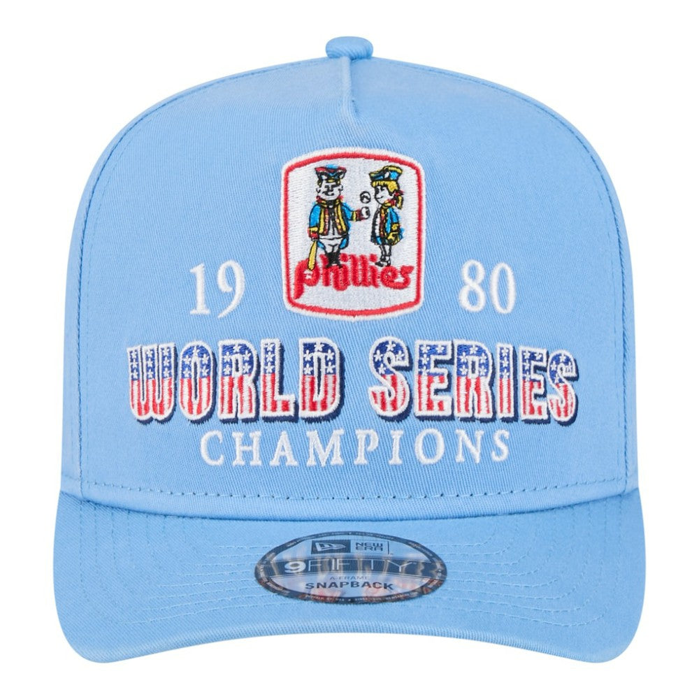 Philadelphia Phillies New Era 1980 World Series Champions Throwback 9FIFTY A-Frame Snapback Hat - Light Blue - New Era Lifestyle