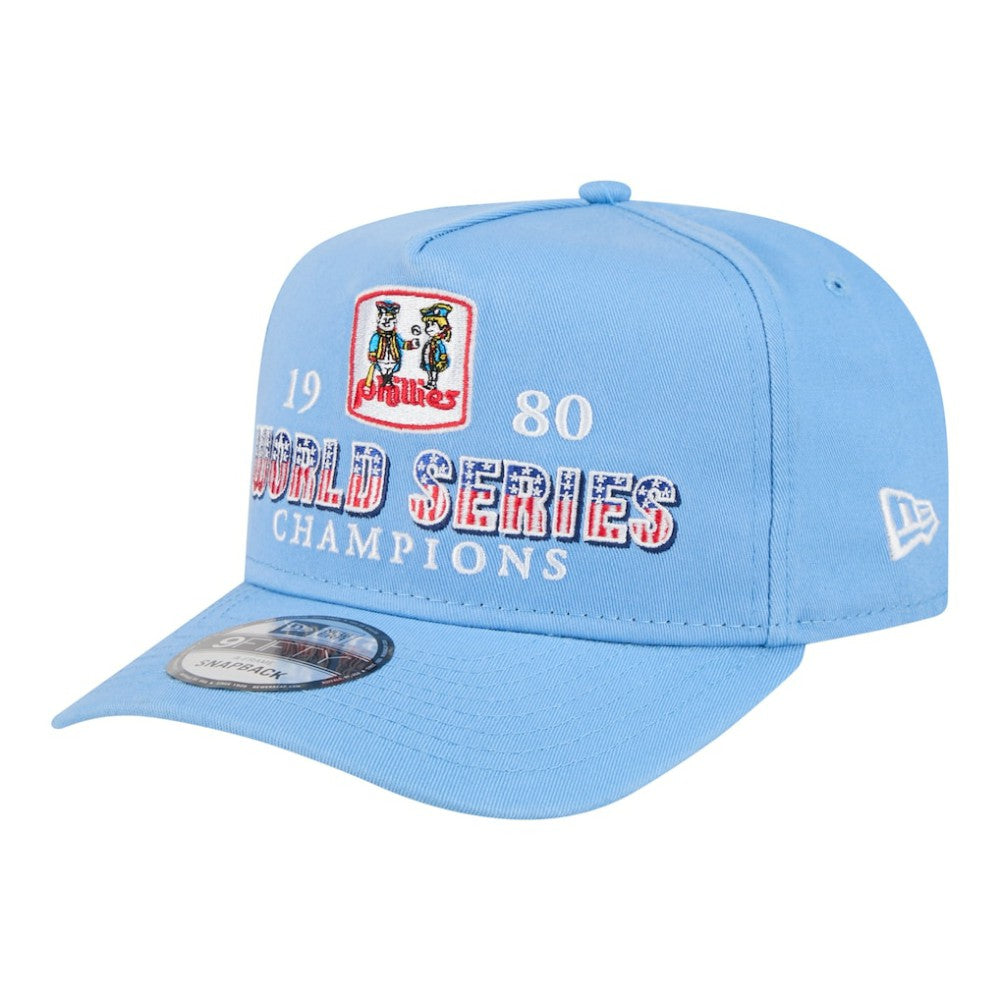 Philadelphia Phillies New Era 1980 World Series Champions Throwback 9FIFTY A-Frame Snapback Hat - Light Blue - New Era Lifestyle
