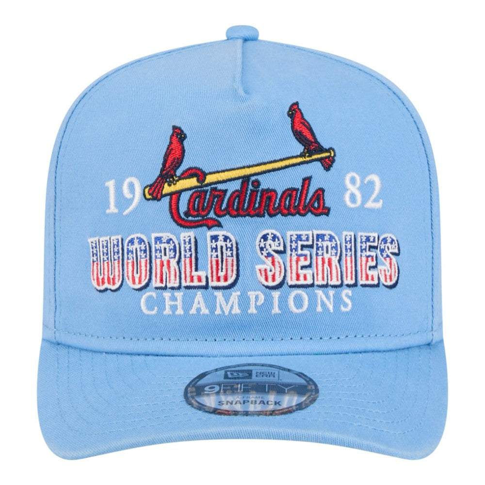 St. Louis Cardinals New Era 1982 World Series Champions Historic 9FIFTY A-Frame Snapback Hat - Light Blue - New Era on Sale