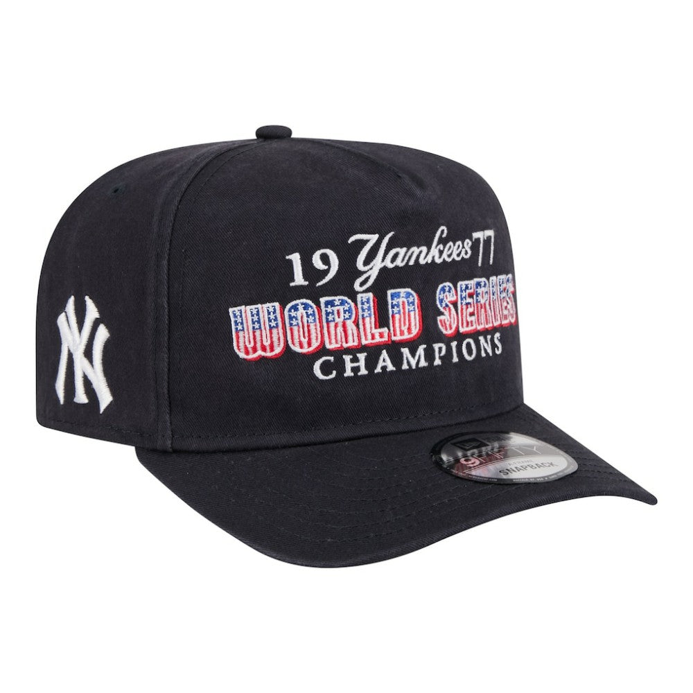 New York Yankees New Era 1977 World Series Champions Throwback 9FIFTY A-Frame Snapback Hat - Navy - New Era Online
