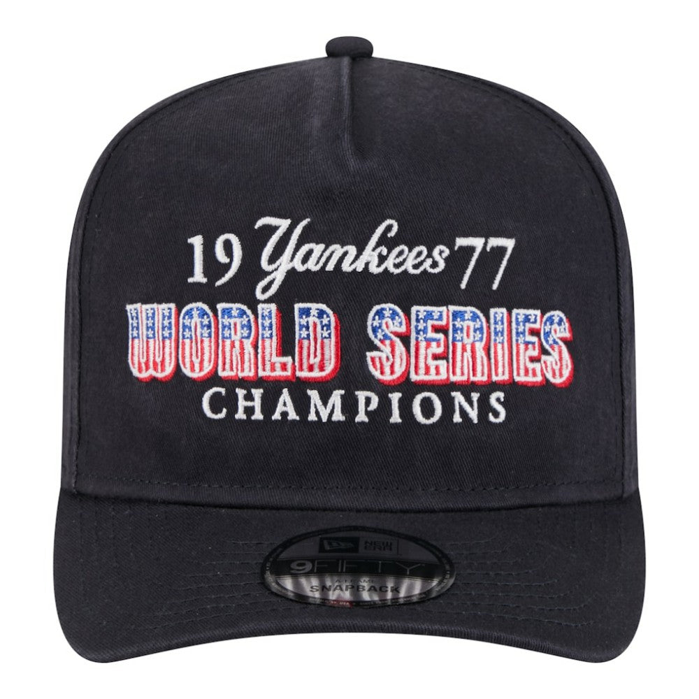 New York Yankees New Era 1977 World Series Champions Throwback 9FIFTY A-Frame Snapback Hat - Navy - New Era Online