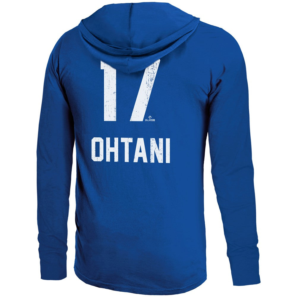 Shohei Ohtani Los Angeles Dodgers Majestic Threads Lightweight Name & Number Hoodie - Royal - MLB on Sale