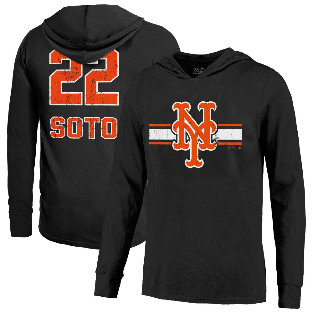 Juan Soto New York Mets Majestic Threads Lightweight Name & Number Hoodie - Black - MLB Lifestyle
