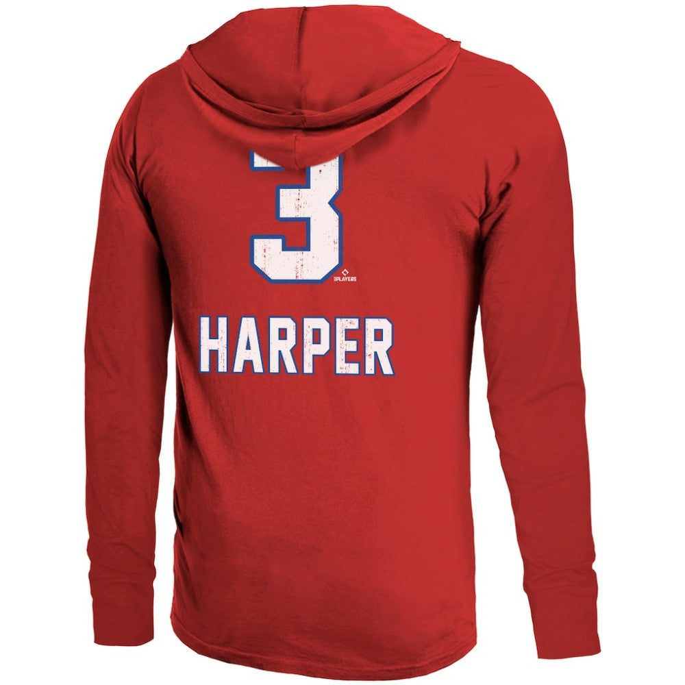 Bryce Harper Philadelphia Phillies Majestic Threads Lightweight Name & Number Hoodie - Red - MLB Sale