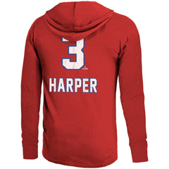 Bryce Harper Philadelphia Phillies Majestic Threads Lightweight Name & Number Hoodie - Red - MLB Sale