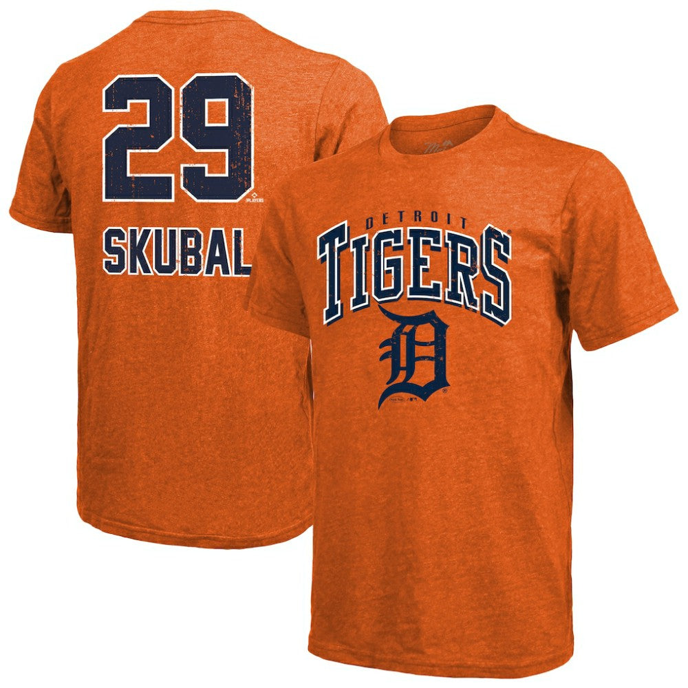 Tarik Skubal Detroit Tigers Majestic Threads Triblend Name & Number T-Shirt - Orange - MLB Sale