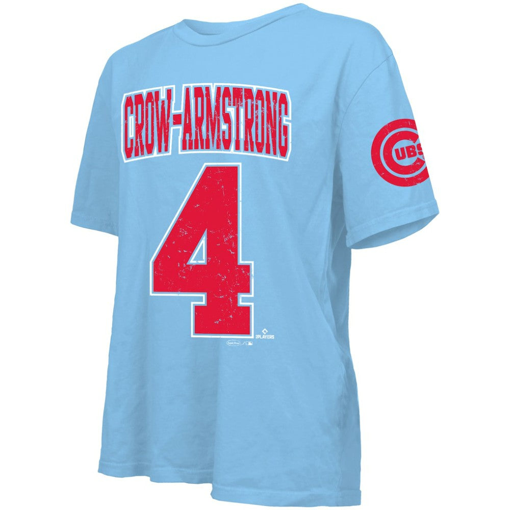 Pete Crow-Armstrong Chicago Cubs Majestic Threads Women's Oversized Name & Number T-Shirt - Light Blue - MLB Discount