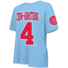 Pete Crow-Armstrong Chicago Cubs Majestic Threads Women's Oversized Name & Number T-Shirt - Light Blue - MLB Discount