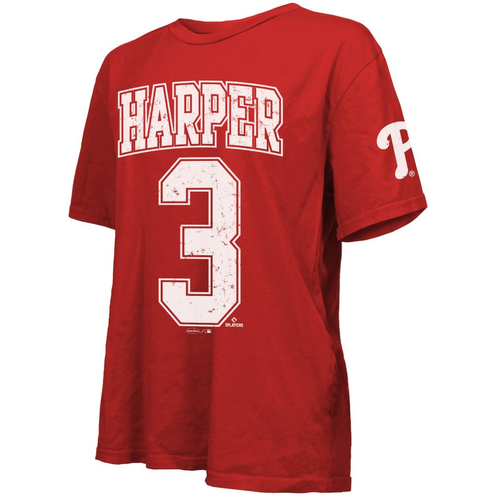 Bryce Harper Philadelphia Phillies Majestic Threads Women's Oversized Name & Number T-Shirt - Red - MLB on Sale