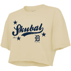 Tarik Skubal Detroit Tigers Majestic Threads Women's Boxy Crop Top - Cream - MLB Discount