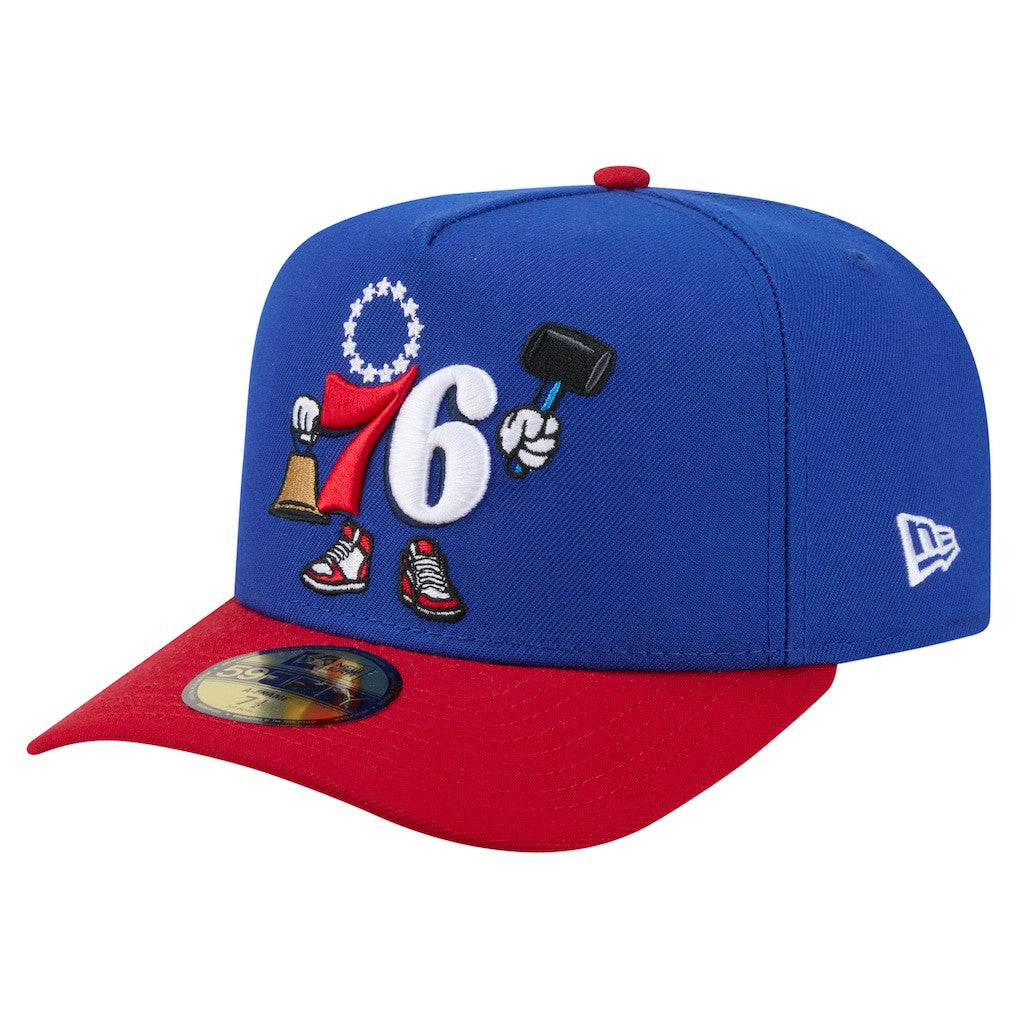 Philadelphia 76ers Injection Cartoon Logo A-Frame 59FIFTY Fitted Hat Blue | New Era outlet
