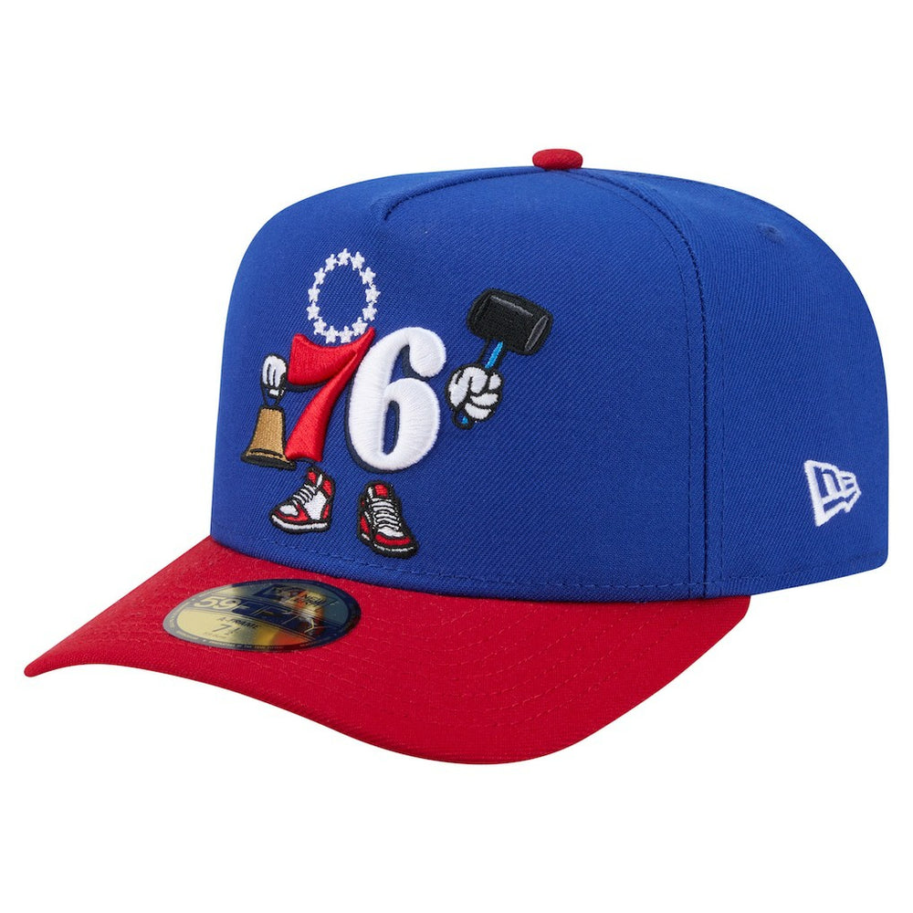 Philadelphia 76ers Injection Cartoon Logo A-Frame 59FIFTY Fitted Hat Blue | New Era outlet