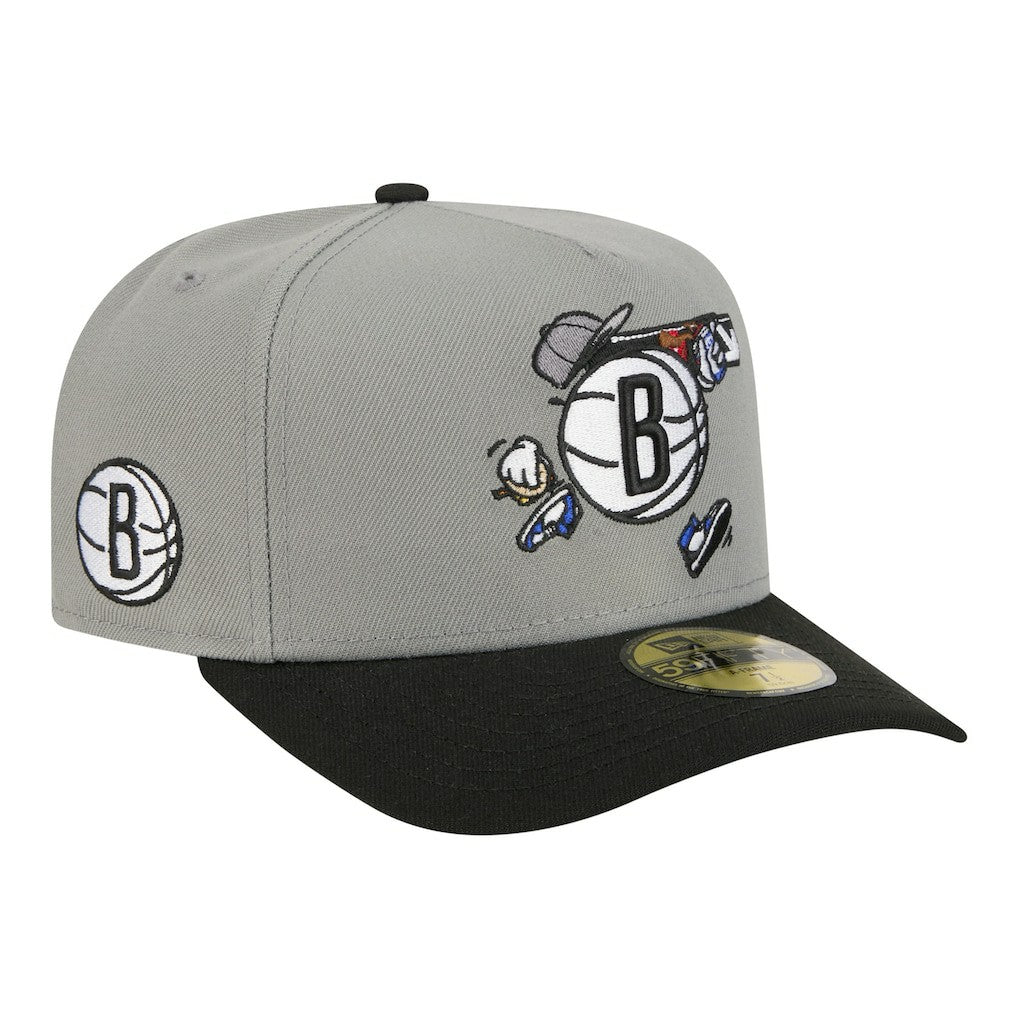 Brooklyn Nets Injection Cartoon Logo A-Frame 59FIFTY Fitted Hat Gray | New Era outlet