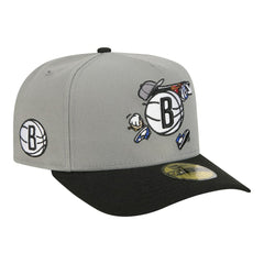 Brooklyn Nets Injection Cartoon Logo A-Frame 59FIFTY Fitted Hat Gray | New Era outlet
