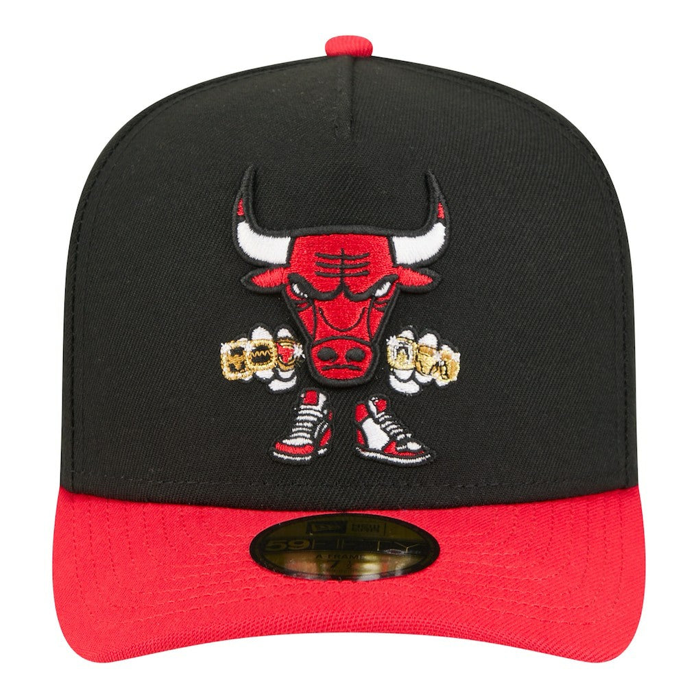 Chicago Bulls Injection Cartoon Logo A-Frame 59FIFTY Fitted Hat Black | New Era for sale