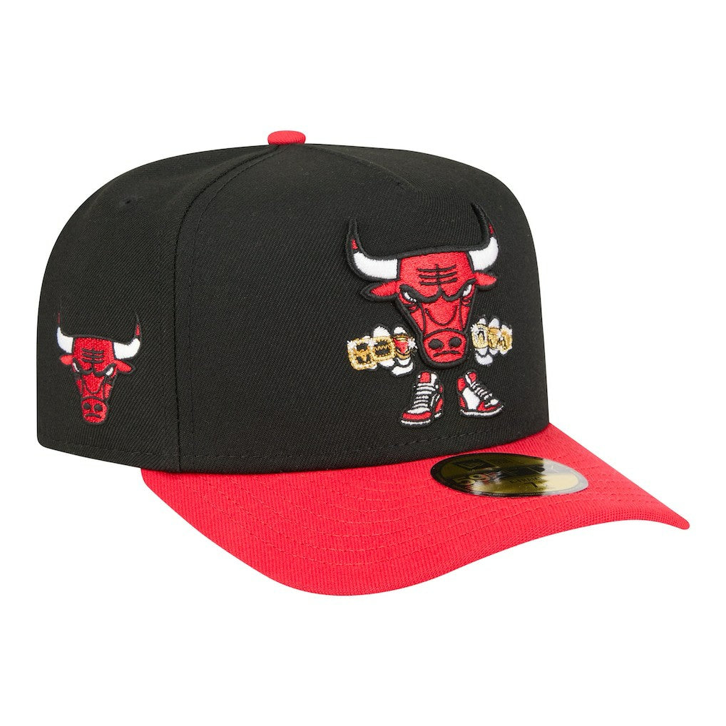 Chicago Bulls Injection Cartoon Logo A-Frame 59FIFTY Fitted Hat Black | New Era for sale