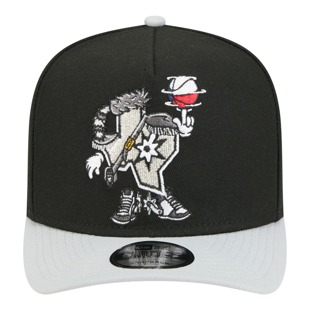 San Antonio Spurs Injection Cartoon Logo A-Frame 9FIFTY Adjustable Hat Black | New Era Near Me
