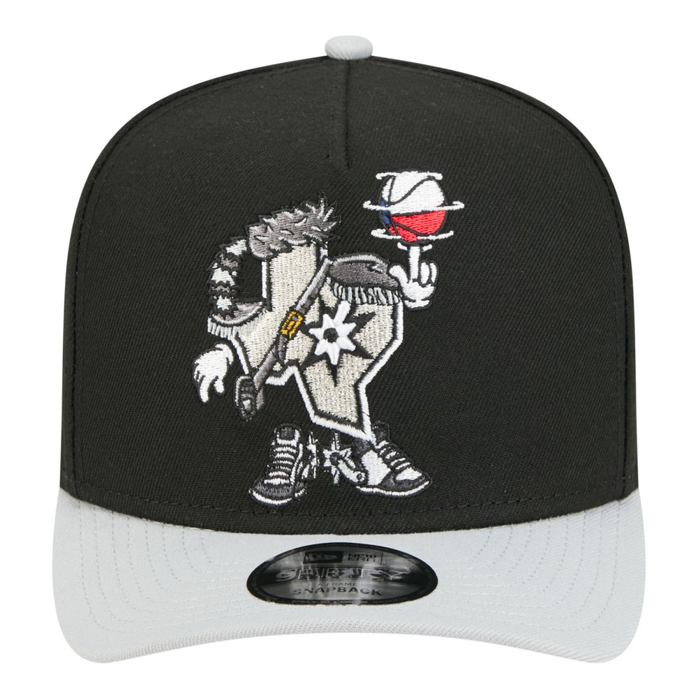 San Antonio Spurs Injection Cartoon Logo A-Frame 9FIFTY Adjustable Hat Black | New Era Near Me