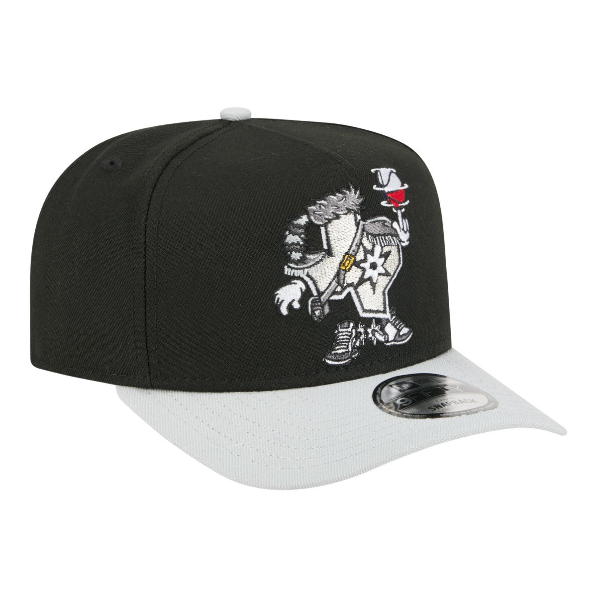 San Antonio Spurs Injection Cartoon Logo A-Frame 9FIFTY Adjustable Hat Black | New Era Near Me