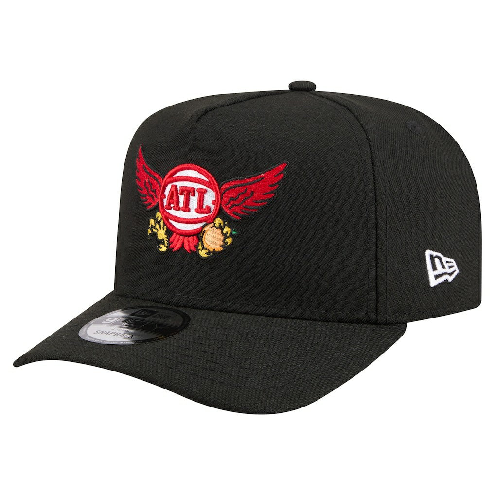 Atlanta Hawks Injection Cartoon Logo A-Frame 9FIFTY Adjustable Hat Black | New Era for sale