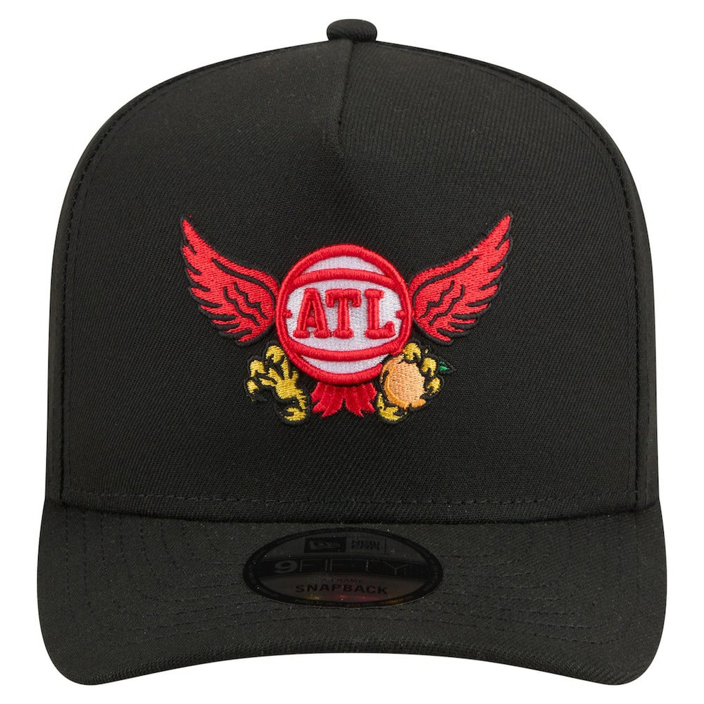 Atlanta Hawks Injection Cartoon Logo A-Frame 9FIFTY Adjustable Hat Black | New Era for sale