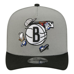 Brooklyn Nets Injection Cartoon Logo A-Frame 9FIFTY Adjustable Hat Gray | New Era