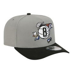 Brooklyn Nets Injection Cartoon Logo A-Frame 9FIFTY Adjustable Hat Gray | New Era