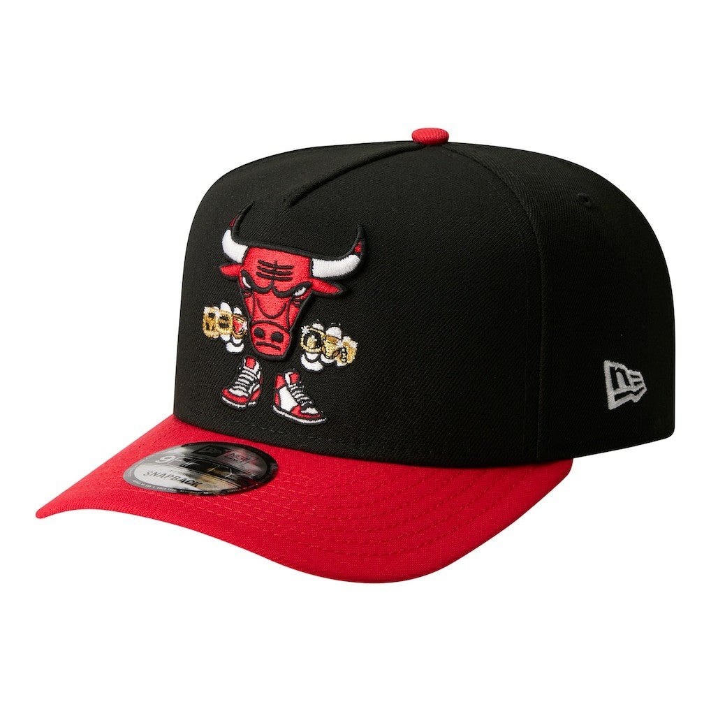 Chicago Bulls Injection Cartoon Logo A-Frame 9FIFTY Adjustable Hat Black | New Era Near Me