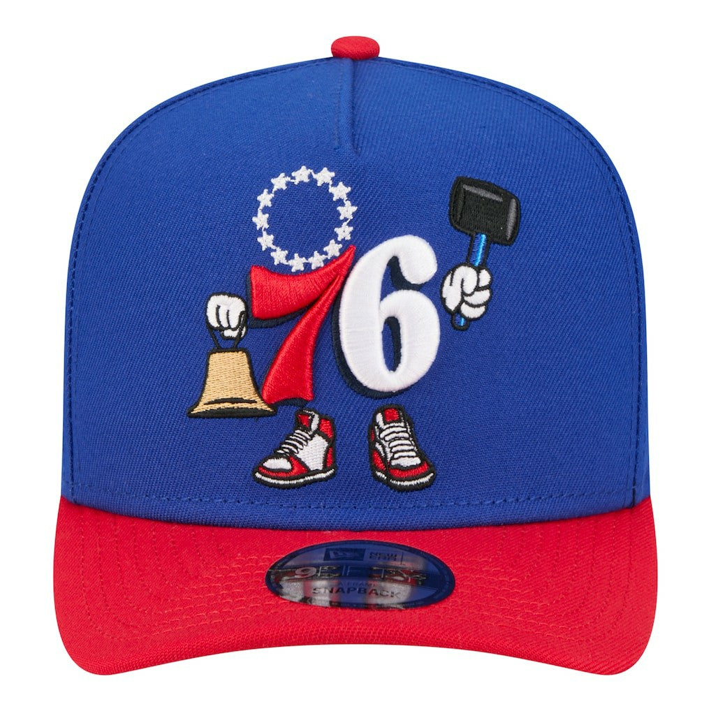 Philadelphia 76ers Injection Cartoon Logo A-Frame 9FIFTY Adjustable Hat Royal | New Era US