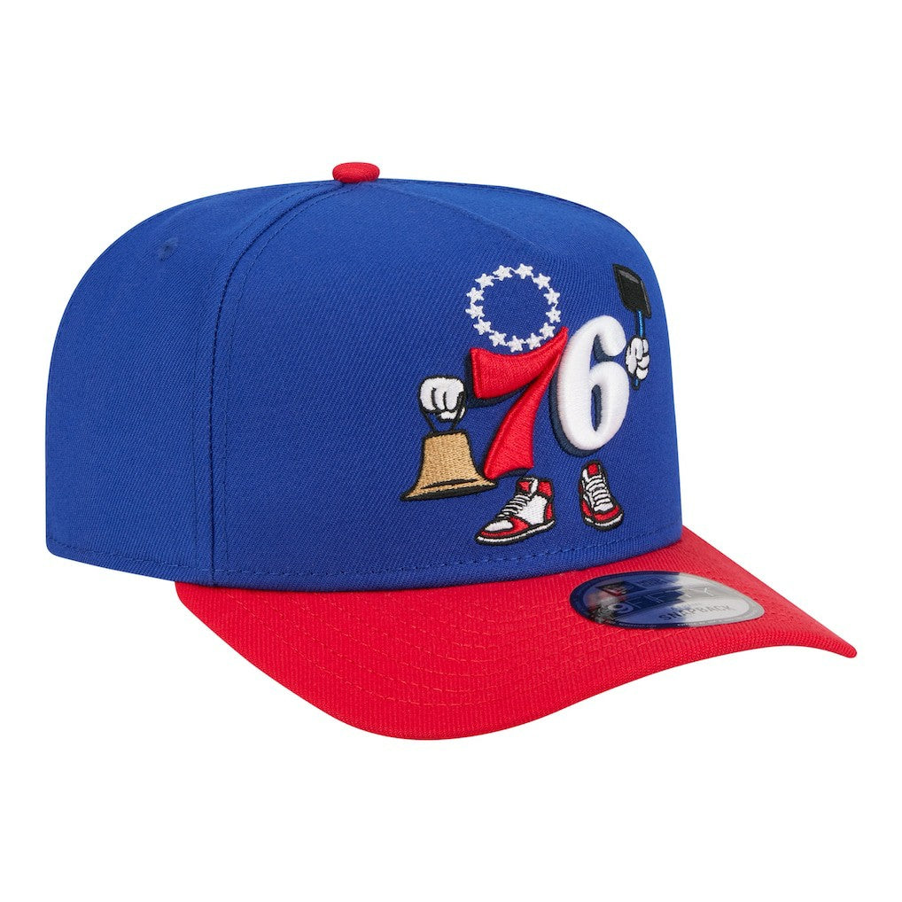 Philadelphia 76ers Injection Cartoon Logo A-Frame 9FIFTY Adjustable Hat Royal | New Era US