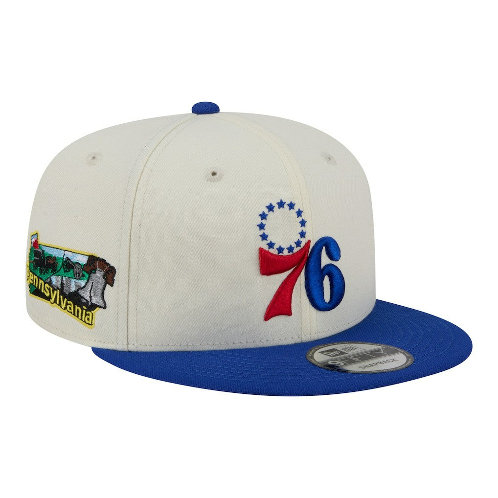 Philadelphia 76ers Injection Localized 9FIFTY Snapback Hat White | New Era Lifestyle