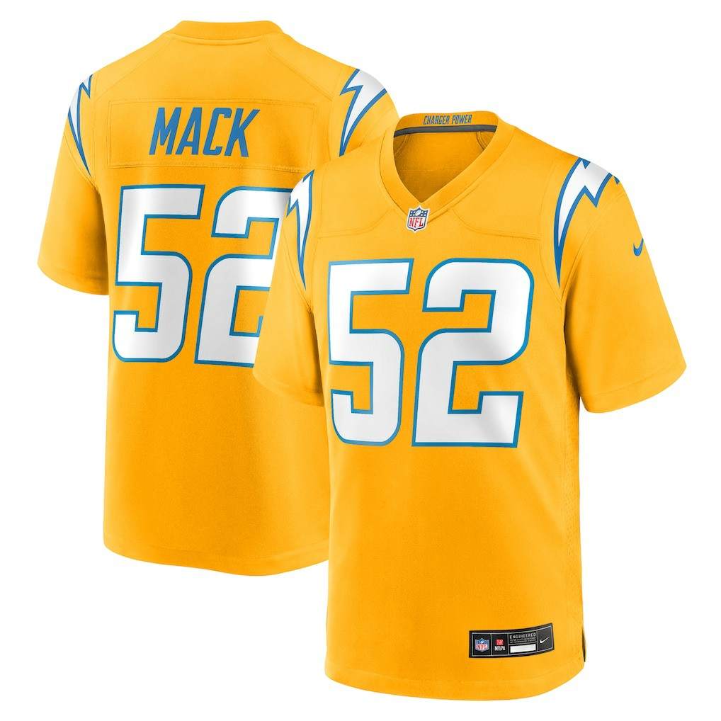 Nike Khalil Mack Los Angeles Chargers Alternate Charger Power Game Player Jersey Gold
