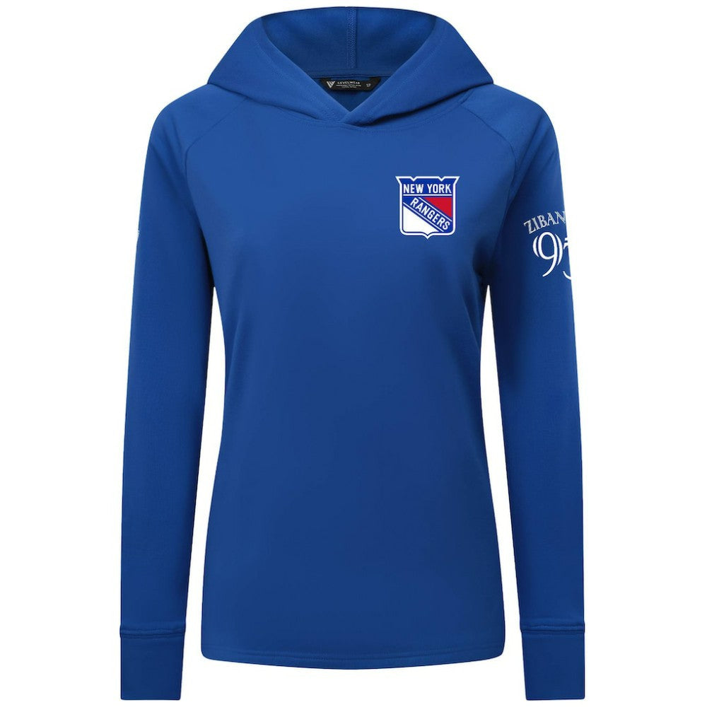 Mika Zibanejad New York Rangers Levelwear Women's Impression Name & Number Raglan Hoodie - Blue - NHL 203294814