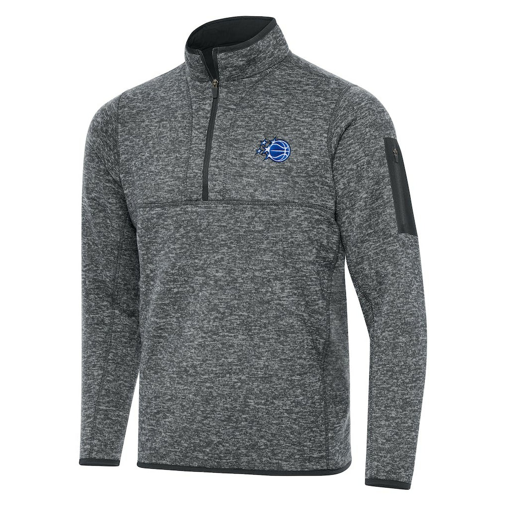 Orlando Magic Antigua New Logo Fortune Quarter-Zip Pullover Jacket Heather Gray