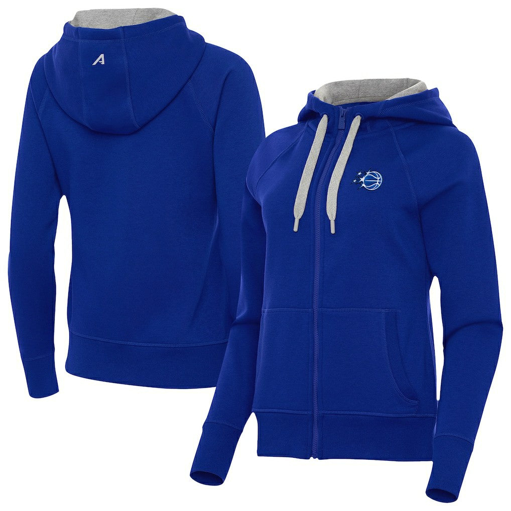 Orlando Magic Antigua Women's New Logo Victory Full-Zip Hooded Sweatshirt Royal