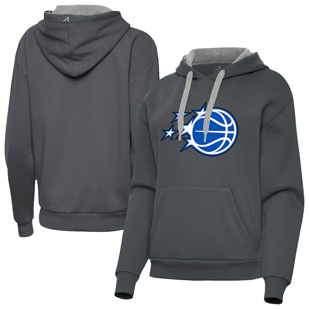 Orlando Magic Antigua Women's New Logo Victory Pullover Hoodie Charcoal