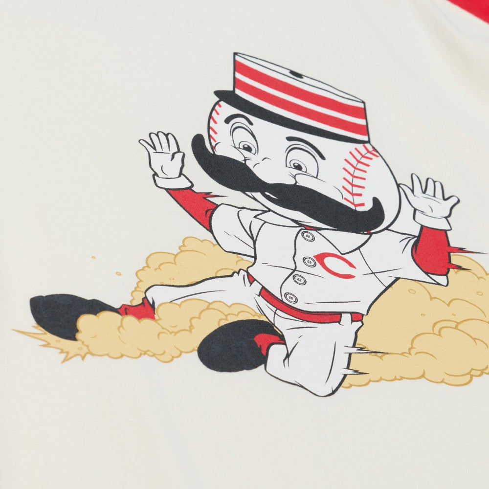 Cincinnati Reds Mitchell & Ness Women's Boyfriend Raglan T-Shirt - Cream - Mitchell & Ness on Sale